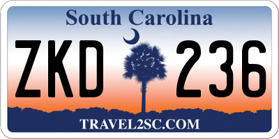 SC license plate ZKD236