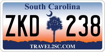 SC license plate ZKD238