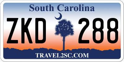 SC license plate ZKD288