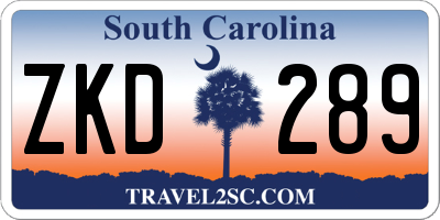 SC license plate ZKD289