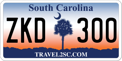 SC license plate ZKD300