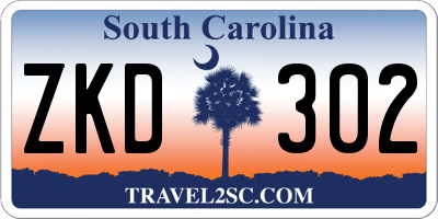 SC license plate ZKD302