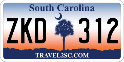 SC license plate ZKD312