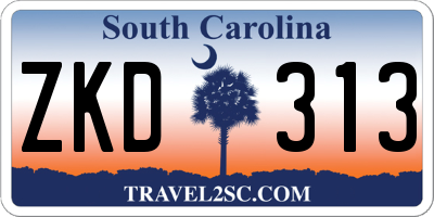 SC license plate ZKD313