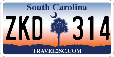 SC license plate ZKD314