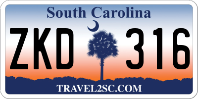 SC license plate ZKD316