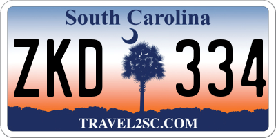 SC license plate ZKD334