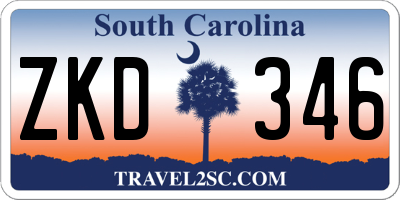 SC license plate ZKD346