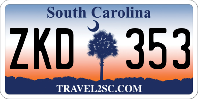 SC license plate ZKD353