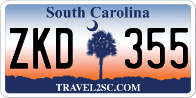SC license plate ZKD355