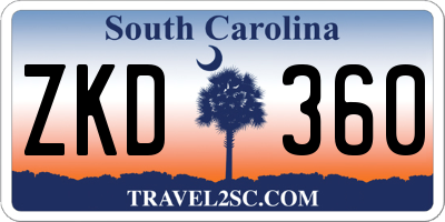 SC license plate ZKD360