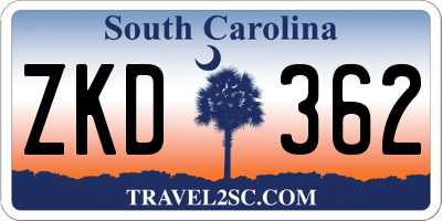 SC license plate ZKD362