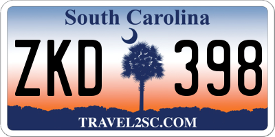 SC license plate ZKD398