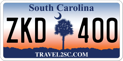 SC license plate ZKD400
