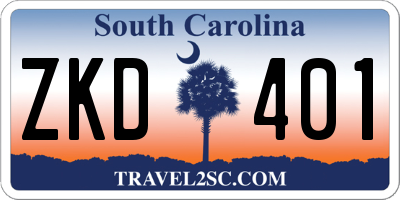 SC license plate ZKD401