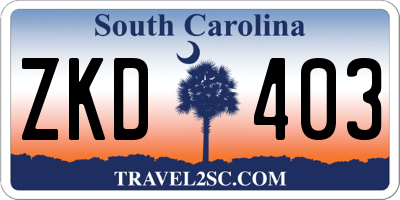 SC license plate ZKD403