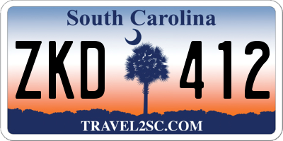 SC license plate ZKD412
