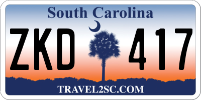 SC license plate ZKD417