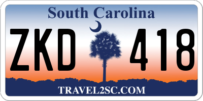 SC license plate ZKD418