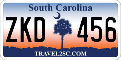 SC license plate ZKD456