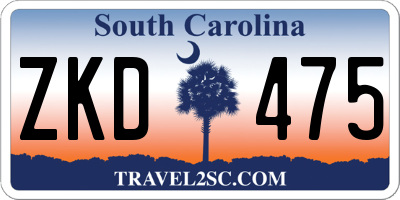 SC license plate ZKD475