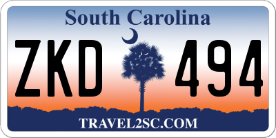 SC license plate ZKD494