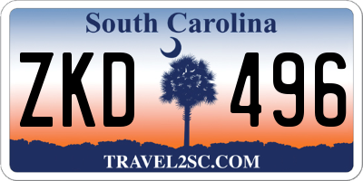 SC license plate ZKD496