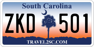 SC license plate ZKD501