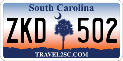SC license plate ZKD502
