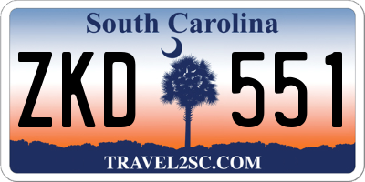 SC license plate ZKD551