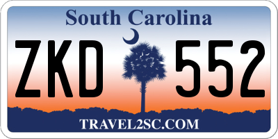 SC license plate ZKD552