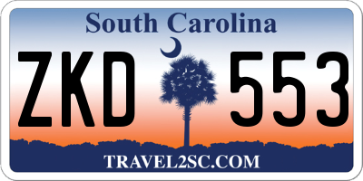SC license plate ZKD553