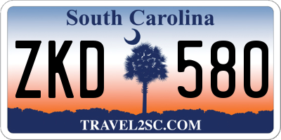 SC license plate ZKD580