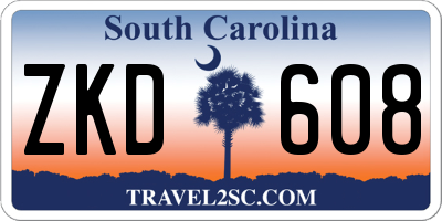 SC license plate ZKD608