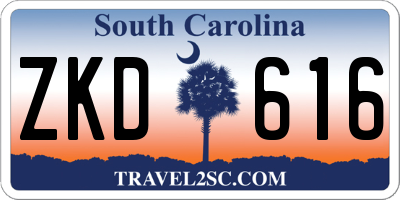 SC license plate ZKD616