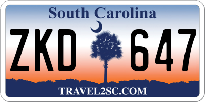 SC license plate ZKD647