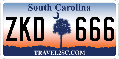 SC license plate ZKD666