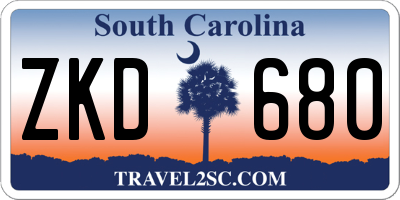 SC license plate ZKD680