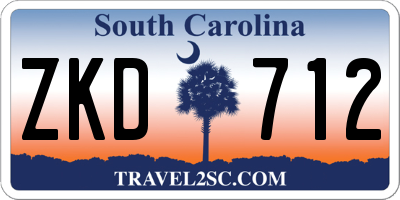 SC license plate ZKD712