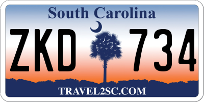 SC license plate ZKD734