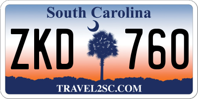 SC license plate ZKD760