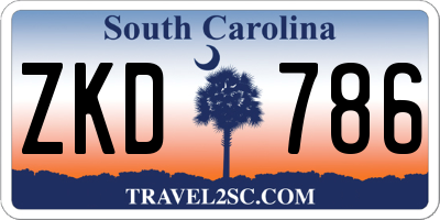 SC license plate ZKD786
