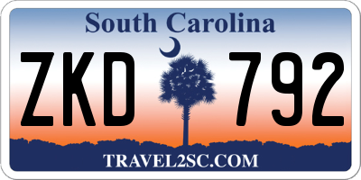 SC license plate ZKD792