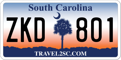 SC license plate ZKD801