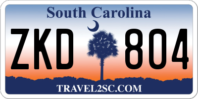 SC license plate ZKD804