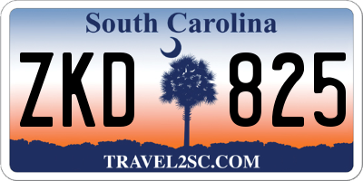 SC license plate ZKD825