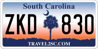 SC license plate ZKD830