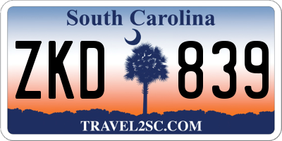 SC license plate ZKD839