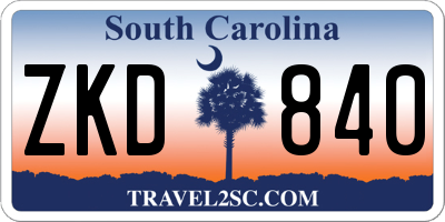 SC license plate ZKD840