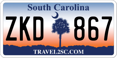 SC license plate ZKD867